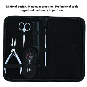 Kit d'outils pour extensions capillaires en acier inoxydable : Pince à sertir pour micro-perles, Crochet de tirage, Peigne à queue, Aiguille à velcro, Ciseaux, Pinces - Product Image 5