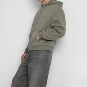 Prix raisonnable, sweat-shirt à capuche zippé pour homme 100% coton, uni, hiver, haute qualité, broderie, respirant, décontracté, personnalisé - Product Image 3