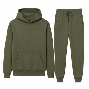 Conjunto unisex de sudadera con capucha negra y pantalones deportivos, color liso, manga larga, pantalones con cordón y bolsillos laterales, ropa de otoño - Product Image 3
