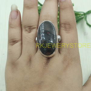 Natural Bloodstone Oval <b>Ring</b> 925 Sterling Silver Handmade <b>Statement</b> <b>Ring</b> Vintage Healing Gemstone Jewelry Gift for Women Men Her - Product Image 2