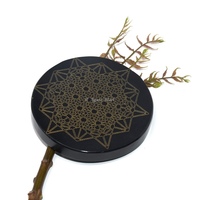 Décoration d'intérieur style Feng Shui, magnifique dessous-de-verre en agate cristalline à phases lunaires, gravé d'un motif d'amour, sculpté pour la guérison des chakras