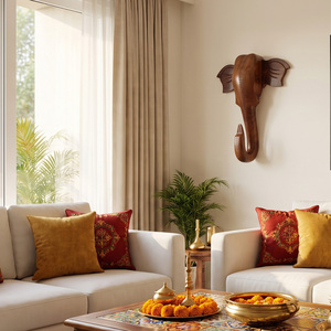 Handmade Sheesham Wooden <b>Elephant</b> Head Wall Décor Handcrafted <b>Elephant</b> Wall Hanging <b>Decorative</b> Art Piece for Home Living Room - Product Image 2