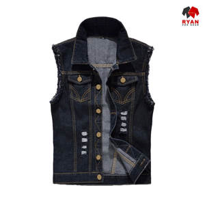 Ryan Pro Gear Nouveau design Gilet en jean unisexe sans manches écologique et tendance avec logo personnalisé Conception ODM - Product Image 3
