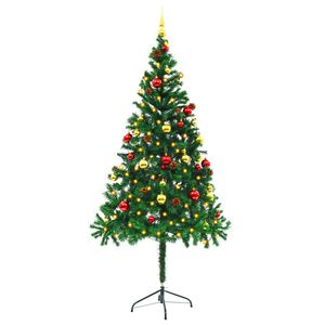 Albero di Natale Pre-illuminato artificiale da 6 piedi verde con palline - Product Image 3