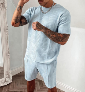 Conjunto Deportivo de Verano para Hombre, 2 Piezas, Camiseta Estampada a Rayas y Pantalones Cortos, Tallas Grandes - Product Image 6