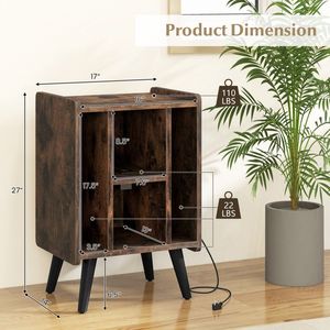 Vinyl Record Storage Turntable <b>Stand</b> with 4 Open Shelves for <b>CD</b> Rack Organization - Product Image 4