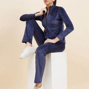 Survêtement en velours pour femme, tissu extensible doux, coupe flexible, classique, pour l'hiver, tenue décontractée, style tendance - Product Image 6