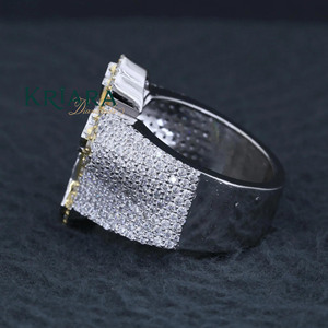 Anillo de Diamantes con Cruz Religiosa para Hombre, Chapado en Oro Blanco de 18K, Diamante Cultivado en Laboratorio, Corte Brillante Redondo, Color D, para Ceremonias - Product Image 5
