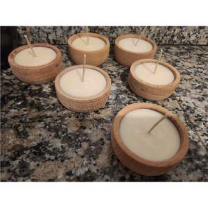 Bougie artisanale en bois sculpté en forme de bol à pâte |   Bougie parfumée de luxe en cire de soja à 3 mèches pour la décoration de la maison |   Bol décoratif en bois massif naturel - Product Image 5