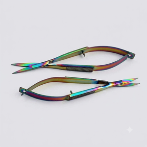 Tijeras de Manicura de Alta Calidad, Multicolores, de Acero Inoxidable, Curvas, para Cutículas y Cejas, con Resorte, Marca Privada - Product Image 1