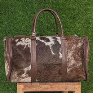 Bolsa de Viaje de Cuero Vintage de Diseño, Bolsa de Lona de Lujo con Pelo de Vaca, LHDB-0185 - Product Image 4