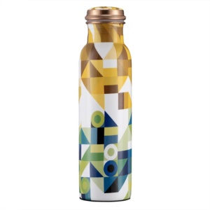 Botella de agua de cobre de marca privada con diseño floral, portátil para viajes. - Product Image 6
