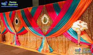 Muslim Wedding Walima Stage Arch Backdrops Indian Wedding Arches Style Backdrop Wedding Mehndi Arches Style Backdrop Curtains - Product Image 6
