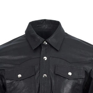 Chemises en cuir pour hommes sur mesure, vente en gros, manches longues, meilleure qualité, chemises en cuir de crocodile à manches boutonnées - Product Image 6