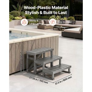 Escalera de 3 Peldaños para Spa, 27.5 Pulgadas de Ancho, Escalera para Jacuzzi Exterior, Capacidad de 350 Libras, Plástico HIPS Resistente con Almohadillas Antideslizantes - Product Image 4