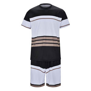 Ensemble décontracté d'été 2 pièces pour hommes : T-shirt à manches courtes et short en tissu éponge, séchage rapide, tenue sportive - Product Image 1
