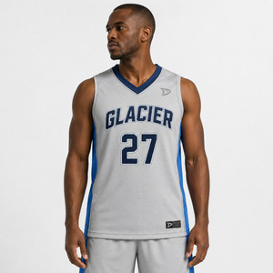 <b>Top</b> Selling 2026 Basketball Grey Jersey Sublimated V-Neck Tank <b>Top</b> Adult Unisex Breathable 100% Polyester Sport Apparel - Product Image 3