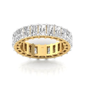 ZAWO HOUSE Women's Yellow Gold Diamond Eternity Band <b>Ring</b> Channel Setting Round Brilliant Cut Geometric Classic Wedding <b>Ring</b> - Product Image 4