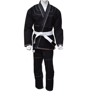 Kimono de BJJ Negro, 100% Algodón, Corte Holgado, Unisex para Adultos, Ropa de Artes Marciales Duradera y Transpirable con Cinturón Blanco, 480g, En Stock - Product Image 3