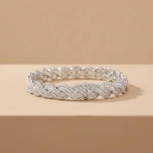 Bracelet à maillons plaqué or 14 carats RAMDUT IMPEX, serti de diamants taille brillant, style hip-hop, unisexe, pour usage quotidien, IGI - Product Image 3