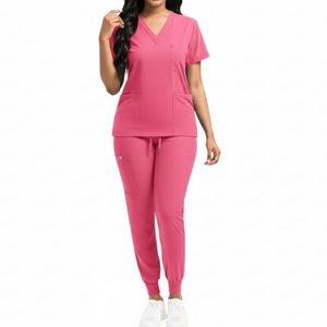 Custom Nurse Medical Uniform <b>Set</b> Premium Hospital Scrubs with Stand Collar Design High Quality Breathable Scrub Suits - Product Image 1