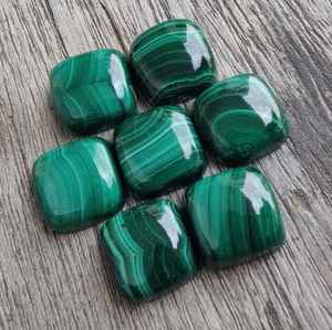 Cabujón de malaquita natural cuadrado tipo cojín, piedra pulida de alta calidad para la fabricación de joyas al por mayor - Product Image 3