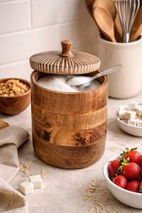 Handmade Square Wooden Eco-Friendly Food Storage Jar Lid Natural Wood Kitchen Canister <b>Tea</b> <b>Coffee</b> <b>Sugar</b> Spice Container - Product Image 5