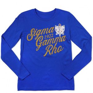 Camiseta Personalizada de Manga Larga SGRho para Mujer, con Gráfico de la Hermandad Griega Sigma Gamma Rho, Cuello Redondo, Informal, de Algodón, Ropa Universitaria a la Moda - Product Image 1