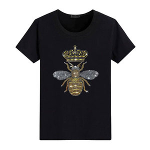 T-shirt décontracté moderne et tendance avec strass, personnalisé, écologique, respirant, à manches courtes, en matière douce et confortable pour - Product Image 1