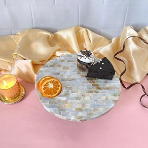 Base de Madera Hecha a Mano para Pastel con Mosaico de Concha de Nácar, Soporte para Postres, Exhibidor para Fiestas, Bodas, Panaderías, Cafeterías, Artesanía CC-HCS 26 - Product Image 2