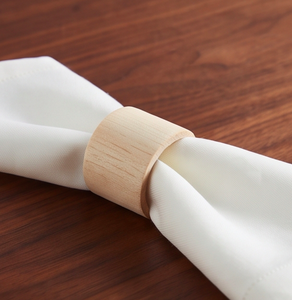 Ensemble de 4 anneaux de serviette en bois naturel, décoration de table ronde pour mariage et réceptions - Product Image 4