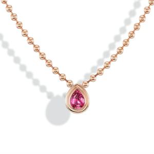 จี้เพชรทรงหยดน้ำสีชมพูทรงลูกแพร์ ประดับขอบแบบ Bezel Set พร้อมสร้อยแบบ Ball Chain ขนาด 3 มม. ทองคำแท้ 14K หรูหราสำหรับผู้หญิง ได้รับการรับรองจาก IGI - Product Image 5