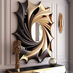 Highest Strengthen Wooden <b>Wall</b> Mirror Modern Artistic <b>Leaf</b> Shape <b>Decorative</b> Frame - Product Image 5
