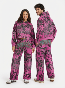 ชุดเซ็ตฮู้ดดี้และกางเกงสตรีทแวร์สำหรับฤดูหนาว ระบายอากาศได้ดี ผลิตจากผ้าฝ้ายฟลีซ 100%  ชุดลำลองสุดเท่ห์ พิมพ์ลายกราฟิก  ใส่สบาย ทรงโอเวอร์ไซส์  สำหรับทั้งชายและหญิง - Product Image 5