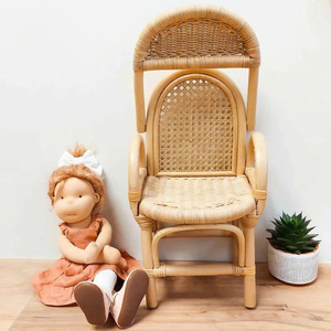 เก้าอี้สูงหวายธรรมชาติสำหรับตุ๊กตา ชุดเฟอร์นิเจอร์จิ๋ว สำหรับเด็กอายุ 2 ถึง 4 ปี สไตล์ unisex - Product Image 4