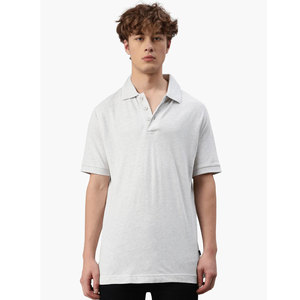 Polo homme uni à manches courtes, 100% coton piqué, coupe décontractée, col polo gris - Product Image 4
