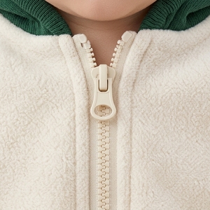 Ensemble barboteuse polaire à capuche oreilles d'ours pour bébé, fermeture éclair bidirectionnelle sur le devant, manches longues, garniture en fausse fourrure écologique, tenue d'hiver douillette pour nourrisson - Product Image 5