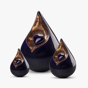 Urne funéraire bleue en forme de larme avec motif cœur argenté pour le stockage des cendres d'un adulte, urne en forme de larme pour cendres humaines - Product Image 3