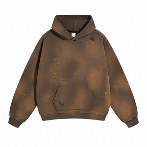Sweat-shirt à capuche oversize pour homme, 100% coton, tissu French Terry, imprimé par pulvérisation, style décontracté, vêtement d'automne, avec poche, coupe classique - Product Image 3