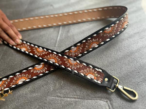 Nueva correa de bolsa de repuesto pintada a mano de cuero genuino Real correa de guitarra/cámara desmontable personalizada occidental con broche de latón - Product Image 3