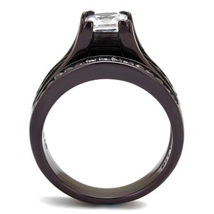 TK0W383DC-IP Dark Brown Stainless Steel <b>Ring</b> with AAA Grade CZ Clear IP Coffee Dish & <b>Plate</b> - Product Image 3