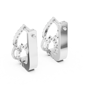 Pendientes de Diamantes Redondos Cultivados en Laboratorio, Diseño de Flor de Loto, con Clip, en Oro Blanco de 18 Quilates con Baño de Rodio, de Lujo, para Uso Diario y Fiestas, Certificados para Mujer - Product Image 3