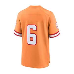 เสื้อฟุตบอลอเมริกันคอวีสีส้ม แขนสั้นสำหรับผู้ชาย หมายเลข 6 พิมพ์ลายสกรีน โพลีเอสเตอร์ ชุดกีฬา ทรงปกติ - Product Image 2