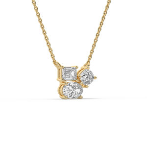 Pendentif en diamant de laboratoire plaqué or 18 carats pour femme RAMDUT IMPEX avec émeraude et coupes rondes, certifié IGI, bijoux de fiançailles de luxe - Product Image 3