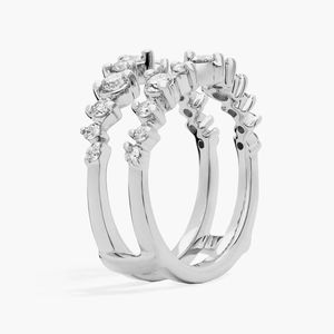 14K White Gold Double Row Lab Grown Diamond <b>Open</b> Band <b>Ring</b> - Product Image 3