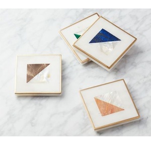 Juego de Posavasos Cuadrados de Nácar Brillante, Posavasos de Mosaico de Alta Calidad para Tazas de Café con Soporte, Juego de Posavasos Hechos a Mano - Product Image 3