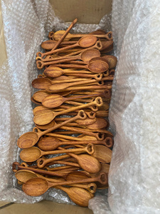 Cuillère en bois sculptée de style rustique, faite à la main, motif feuille naturelle, extra longue, compatible lave-vaisselle, écologique, pour la maison, cadeau, vente en gros - Product Image 6