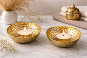 Antique <b>Bird</b> & Tree Design Vintage Metal Tealight Holder - Protective Solid Brass Frame Tealight <b>Stand</b> - Indian Export - Product Image 2