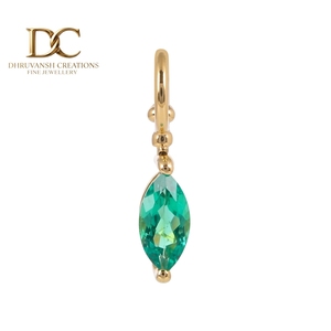 Nouvelle Arrivée de Haute Qualité, Style Classique, Bracelet à Breloques pour Femme en Or Jaune Massif 14 carats avec Émeraude Colombienne de Laboratoire - Product Image 1