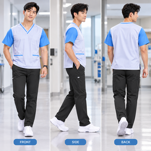 ชุดสครับผู้หญิง คอวี แขนสั้น ผ้าฝ้ายผสมโพลีเอสเตอร์ ทอสำหรับใช้ในโรงพยาบาล มีหลายสีให้เลือก - Product Image 2